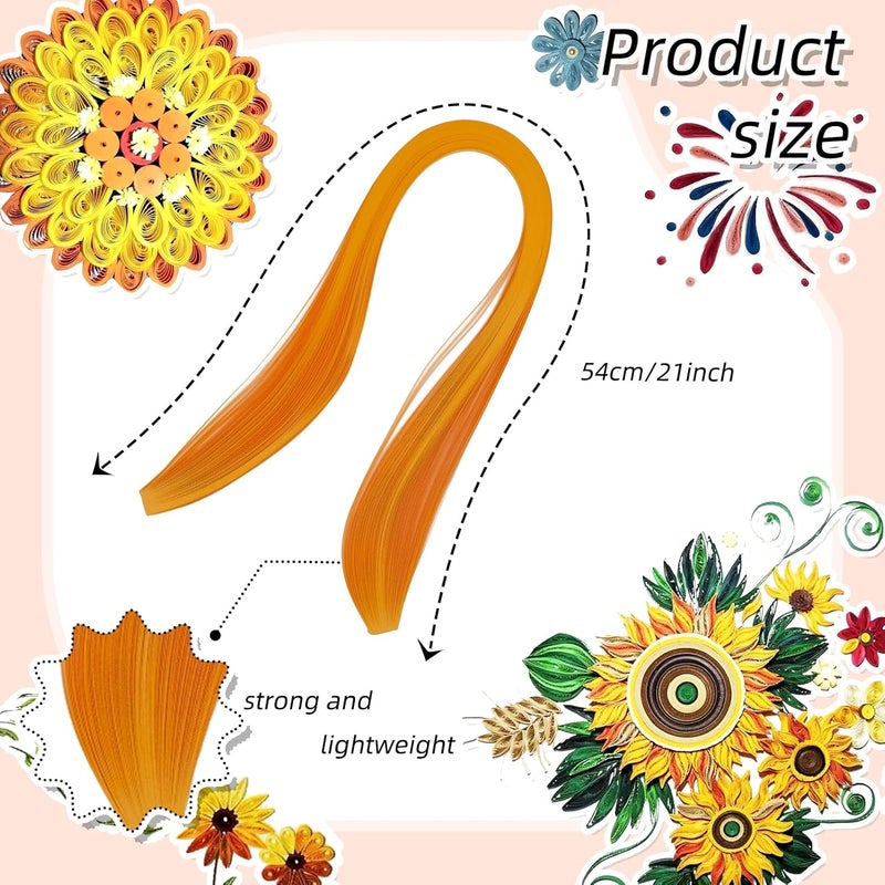silllule 360Pcs Paper Quilling Strips 3mm (1/8inch) Width 54cm (21inch) Length Strips Quilling Art Paper, Single Color Quilling Strips Paper for Art,Parper Craft Decorating,Paper Hand Craft (Orange) - Image 2
